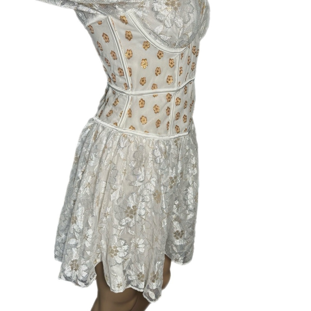 NWT $270 FOR LOVE & LEMONS Lupita Mini Dress Sz Small Lace Short Sleeve - Picture 10 of 16